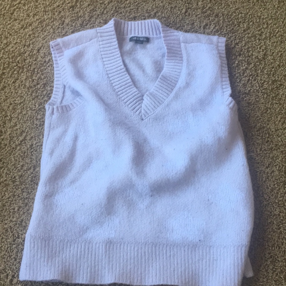 purple and white flower sweater vest